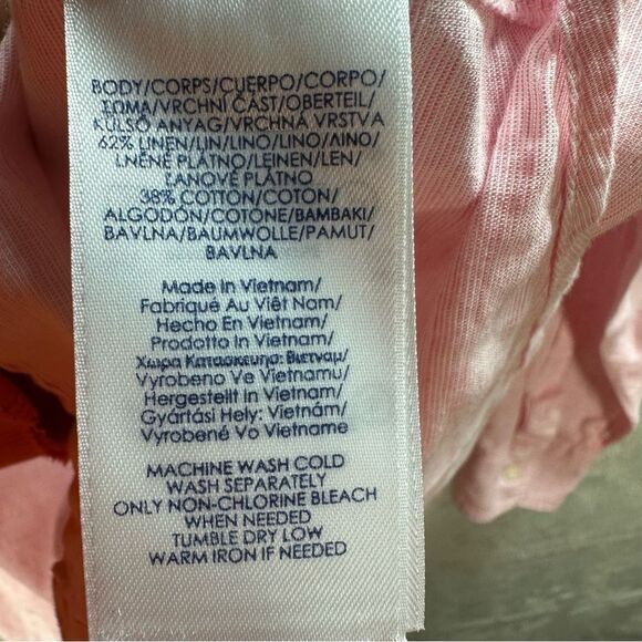 Chaps Linen Blend Button Front Blouse Pink Women’s Size S - Picture 3 of 7